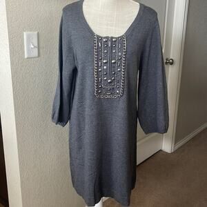 Style & Co. Gray Dress with Studded Design Size Large